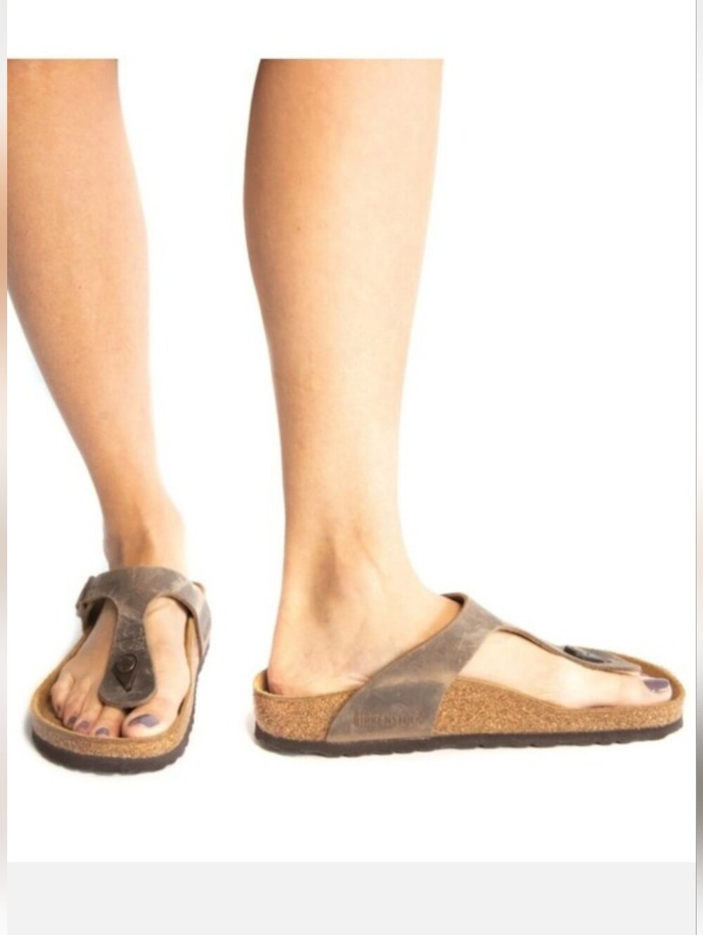 Birkenstock Gizeh Oiled Leather Women's Thong Sandals Tobacco Brown